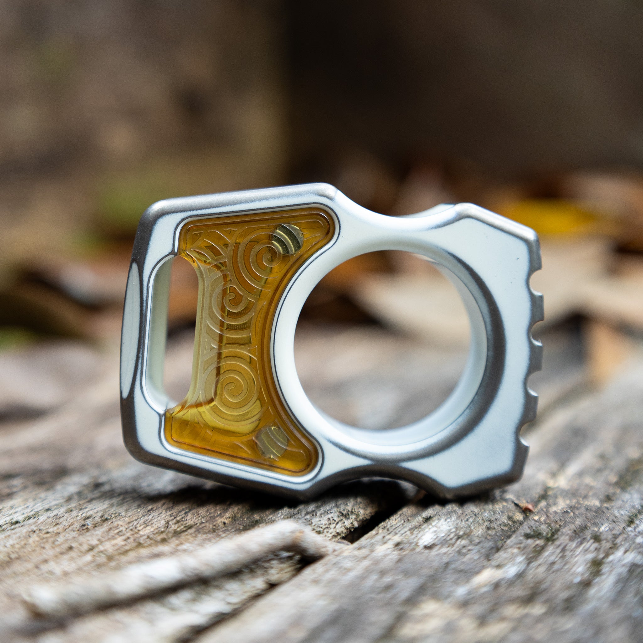 Semi-Custom Titanium EDC Keychain Swampy Whale Snow White Stonewashed Cerakote