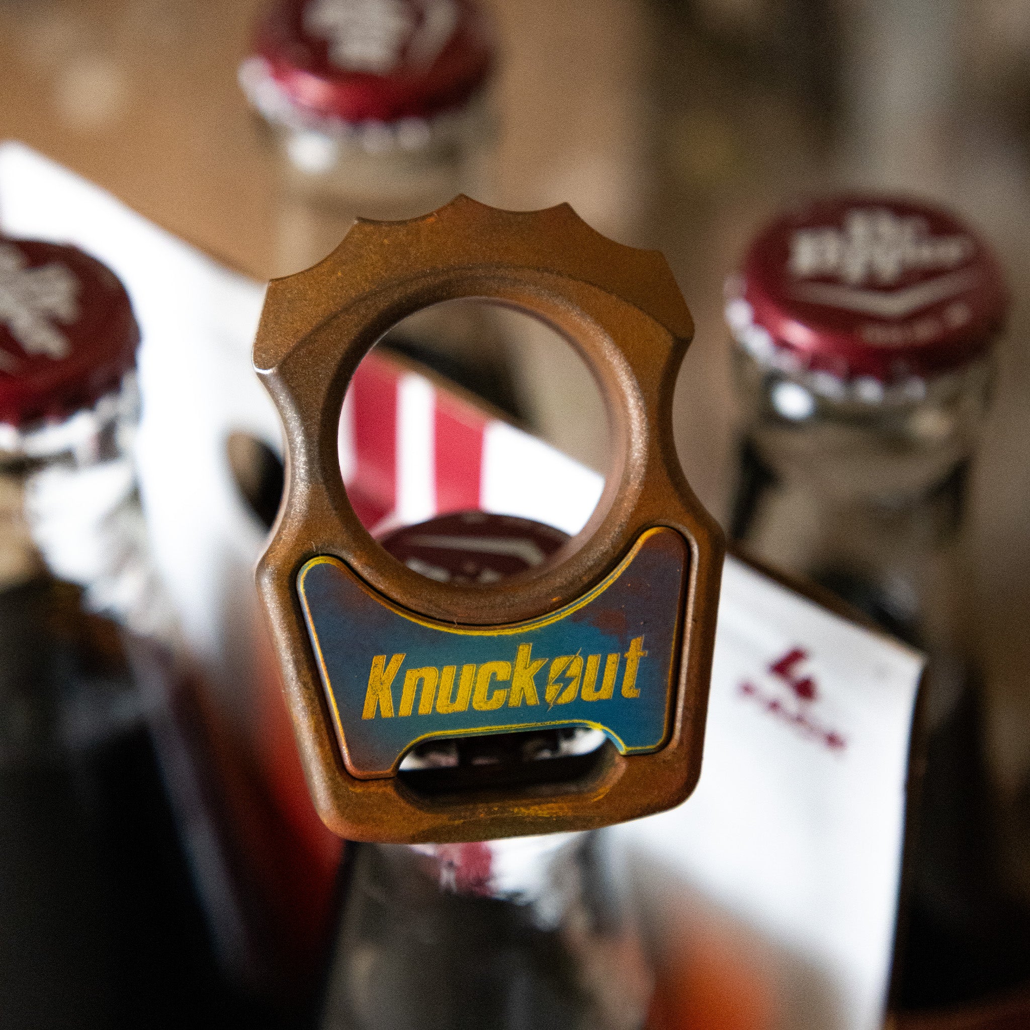 Swampy Alligator Knuckout Rusty Cerakote Bottle Opener Keychain