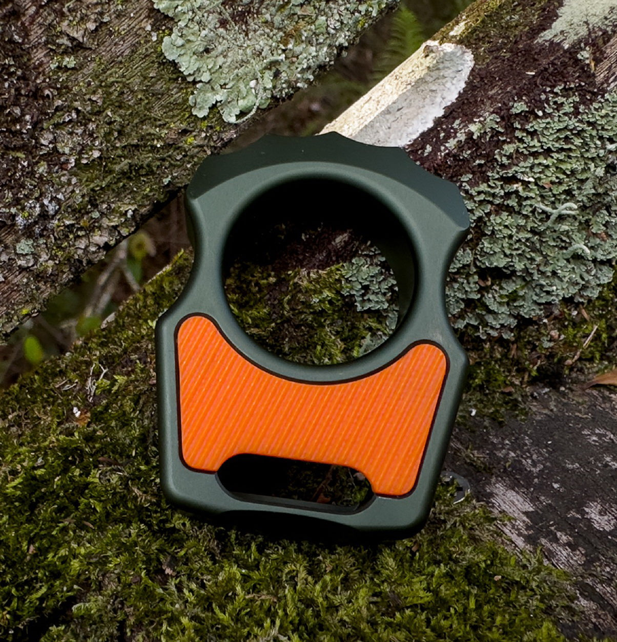 G-10 Orange Diagonal Lines Pattern Inlay for Swampy Custom Keychains