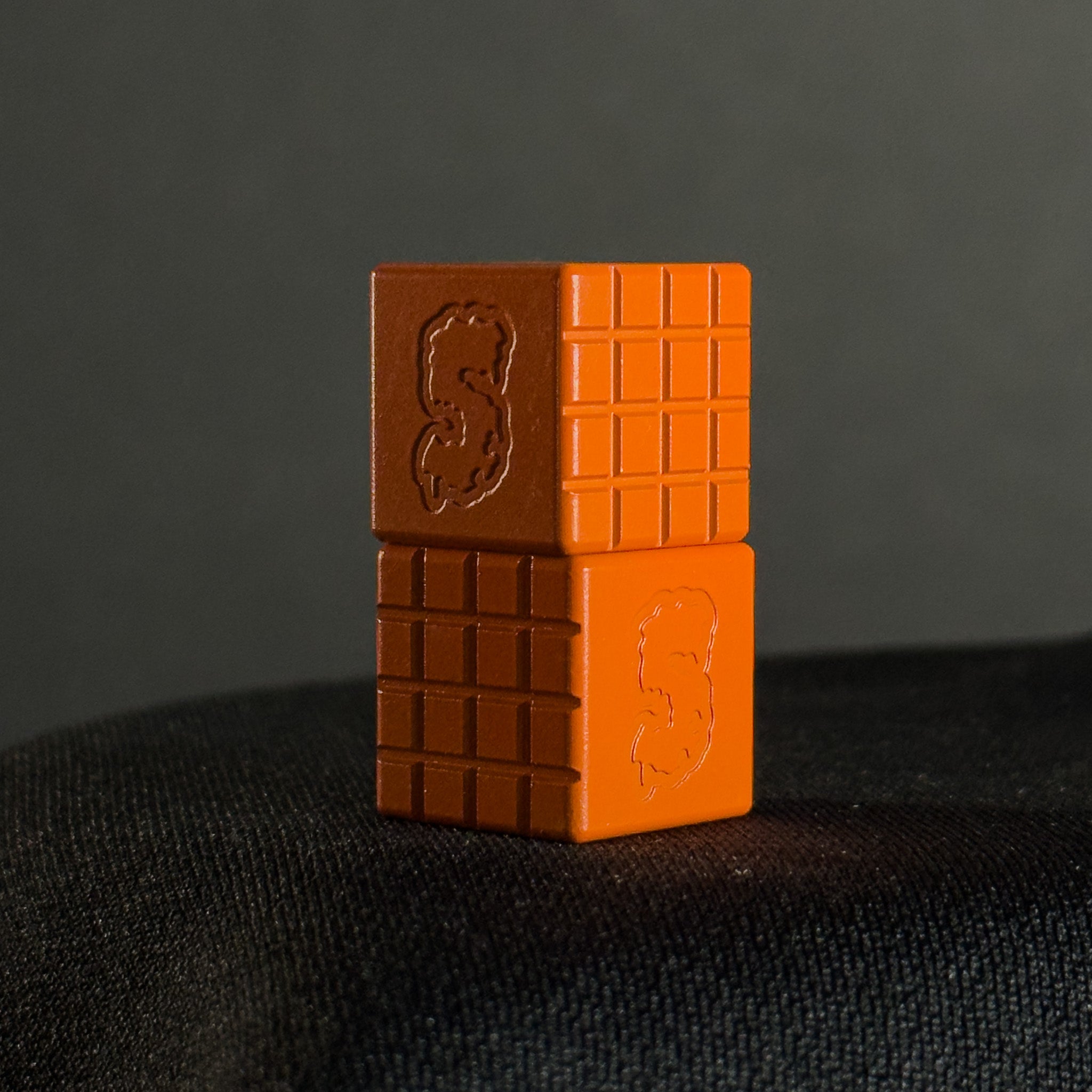 EDC Bead — Cube, Frag Pattern in Hunter Orange Cerakote