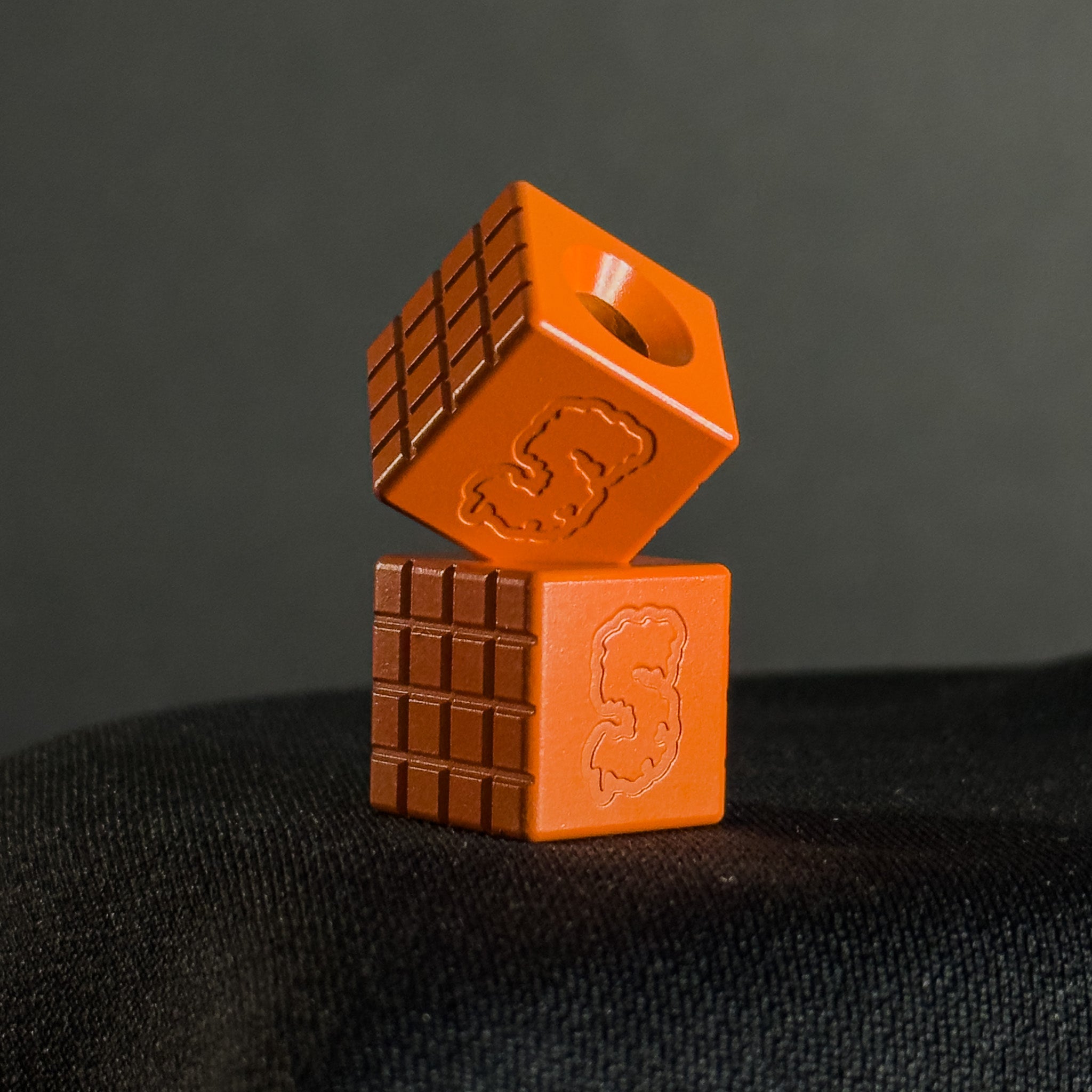 EDC Bead — Cube, Frag Pattern in Hunter Orange Cerakote