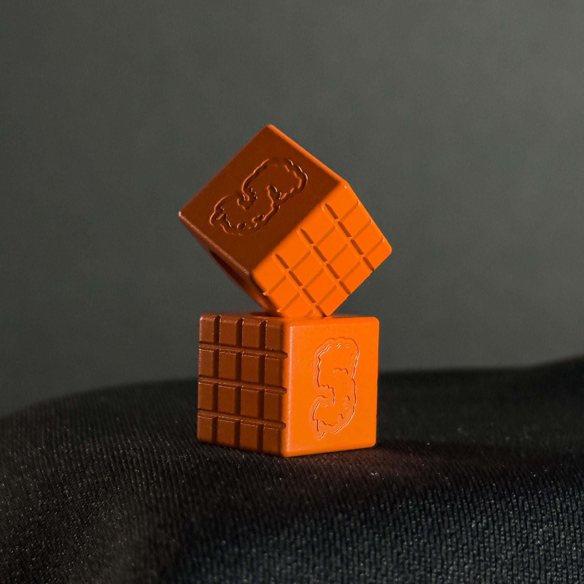 EDC Bead — Cube, Frag Pattern in Hunter Orange Cerakote