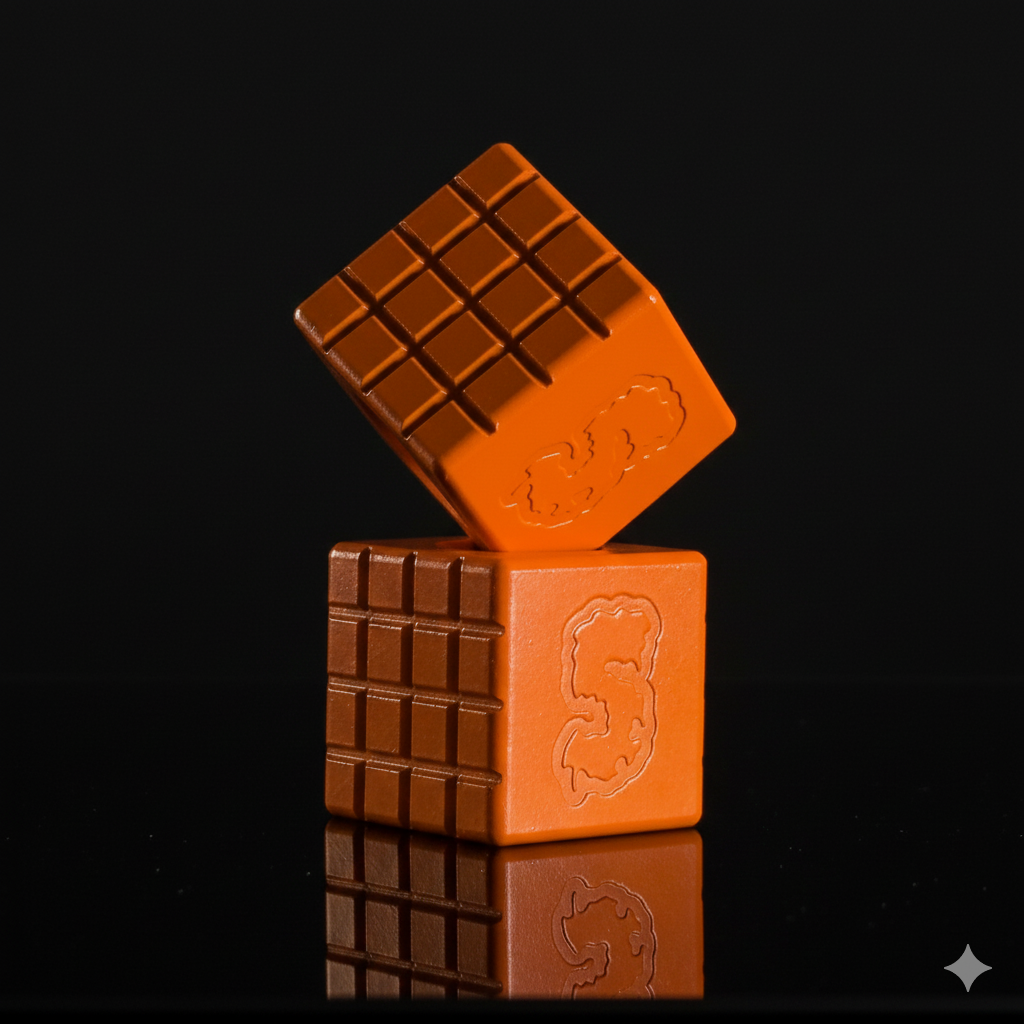 EDC Bead — Cube, Frag Pattern in Hunter Orange Cerakote