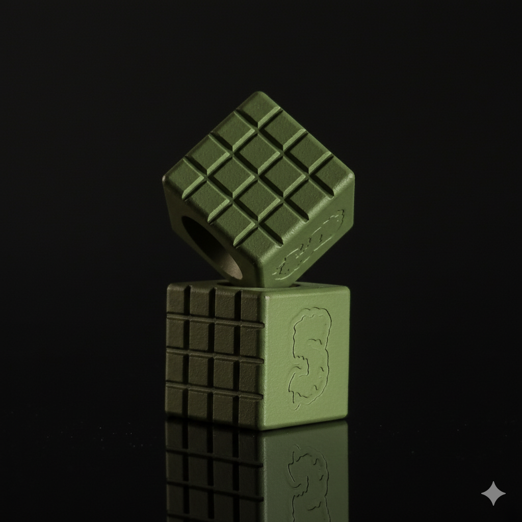Cube Paracord Bead — Frag Pattern in MultiCam Dark Green Cerakote