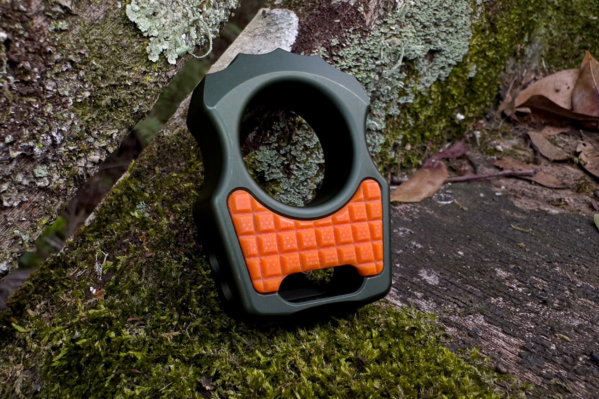 G-10 Orange Frag Pattern Inlay for Swampy Custom Keychains