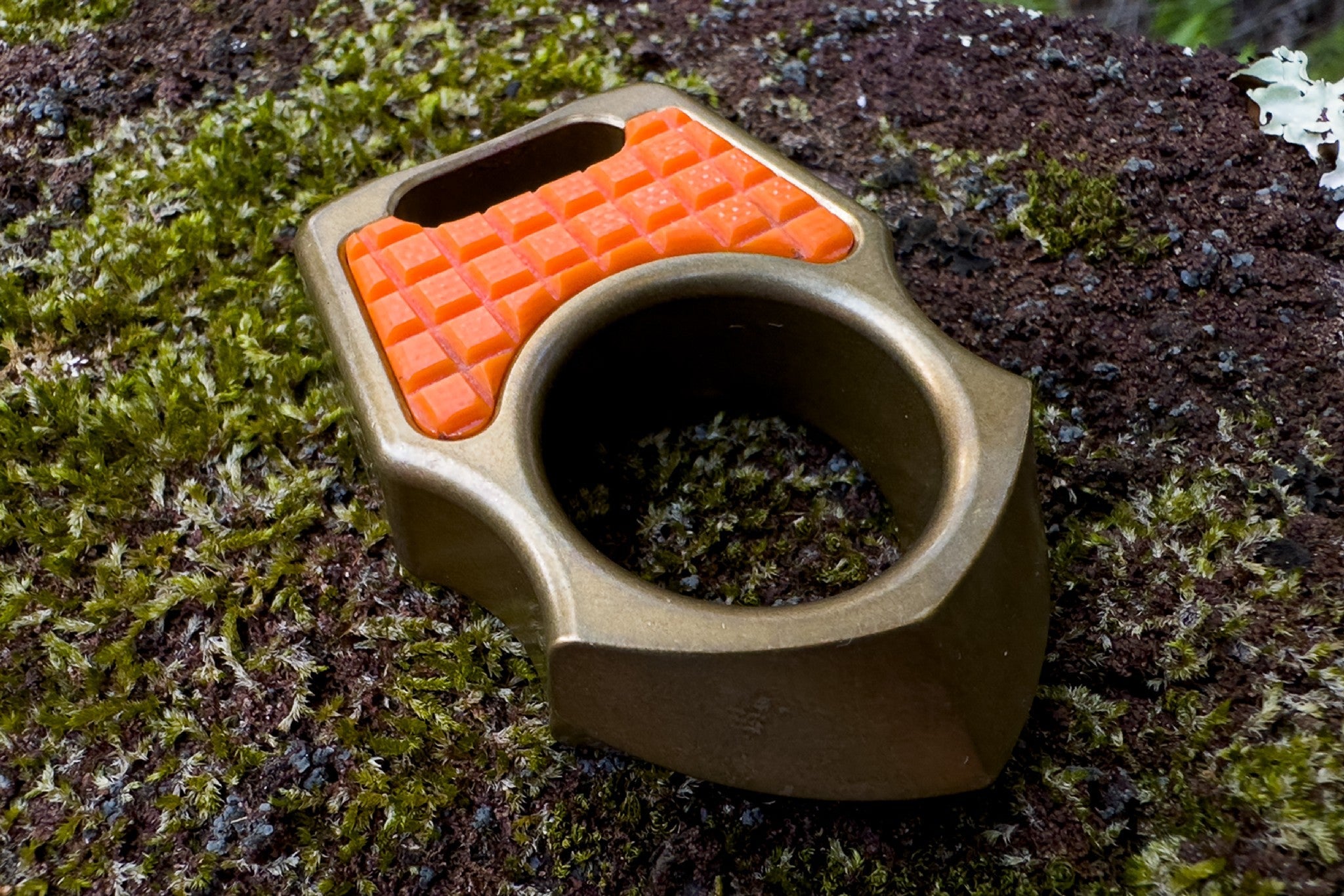 G-10 Orange Frag Pattern Inlay for Swampy Custom Keychains