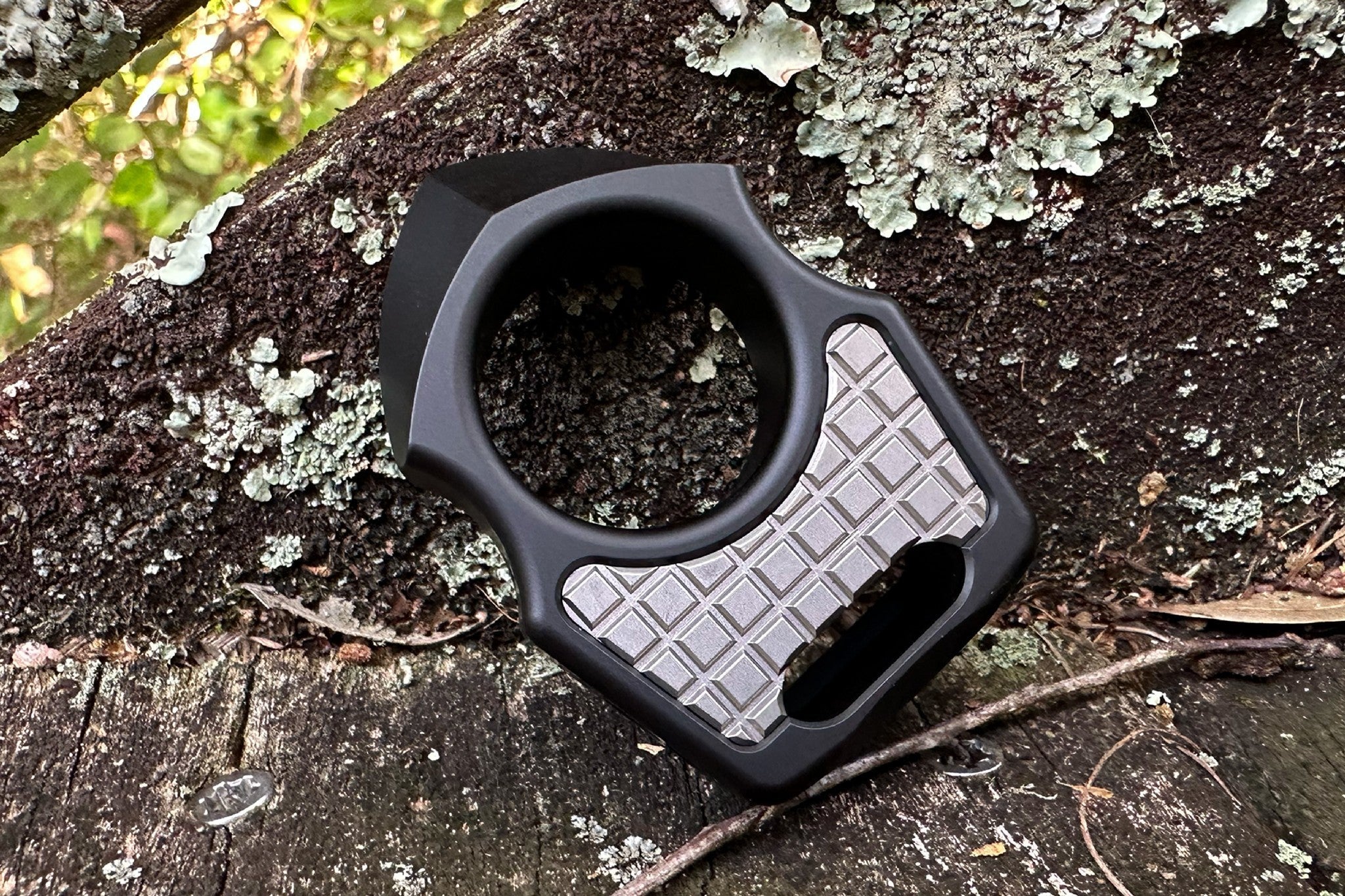 Titanium Sandblasted Frag Pattern Inlay for Swampy Custom Keychains