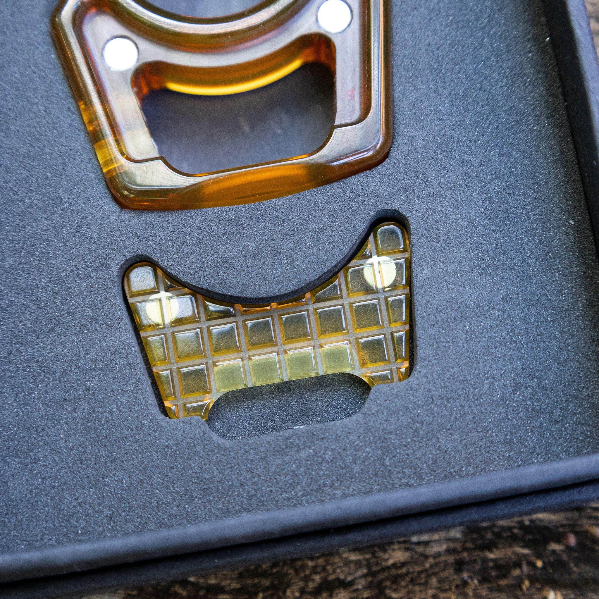 Ultem Frag Pattern Inlay for Swampy Custom Keychains