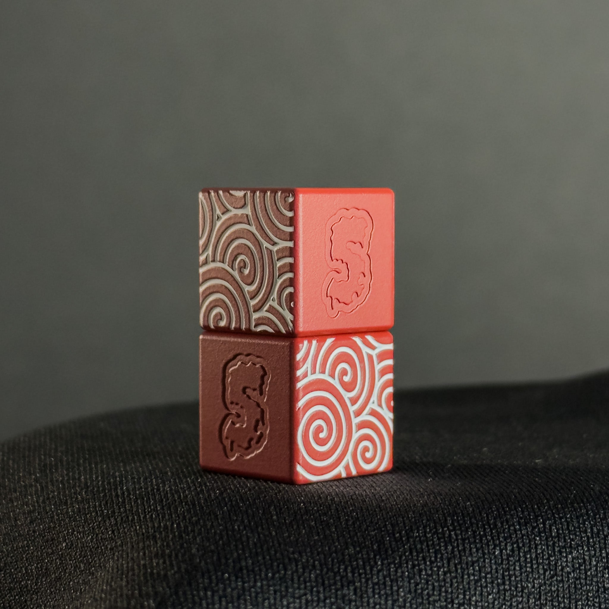 Cube Paracord Bead — White Japanese Pattern in Firehouse Red Cerakote