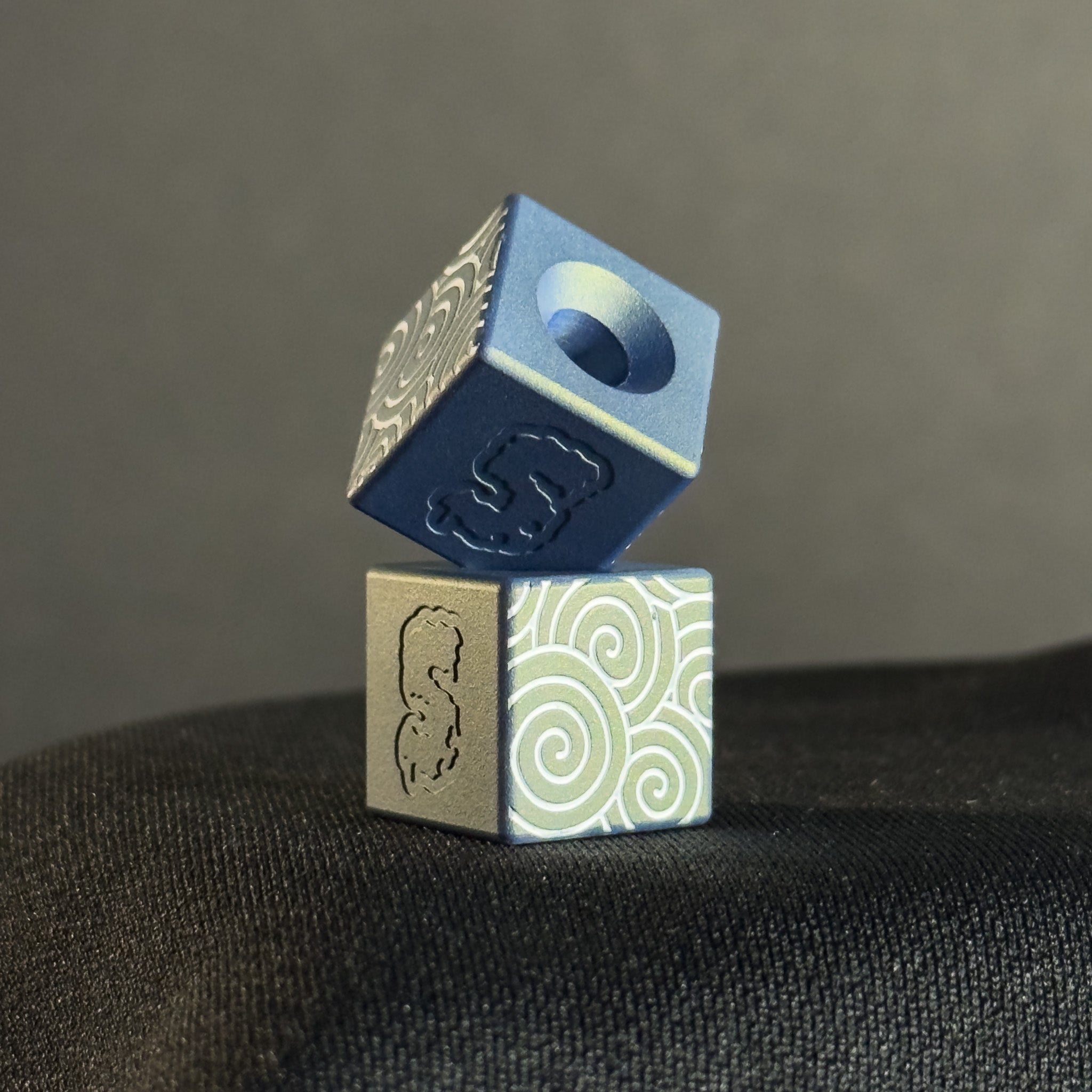 Paracord Bead Cube — White Japanese Pattern in Northern Lights Cerakote