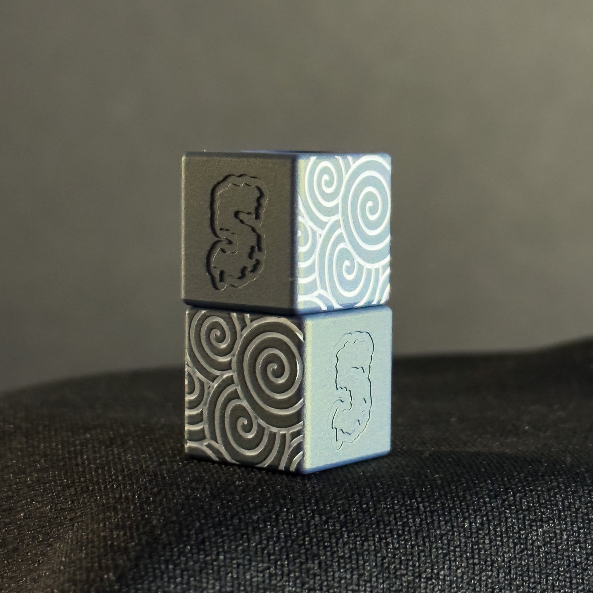 Paracord Bead Cube — White Japanese Pattern in Northern Lights Cerakote