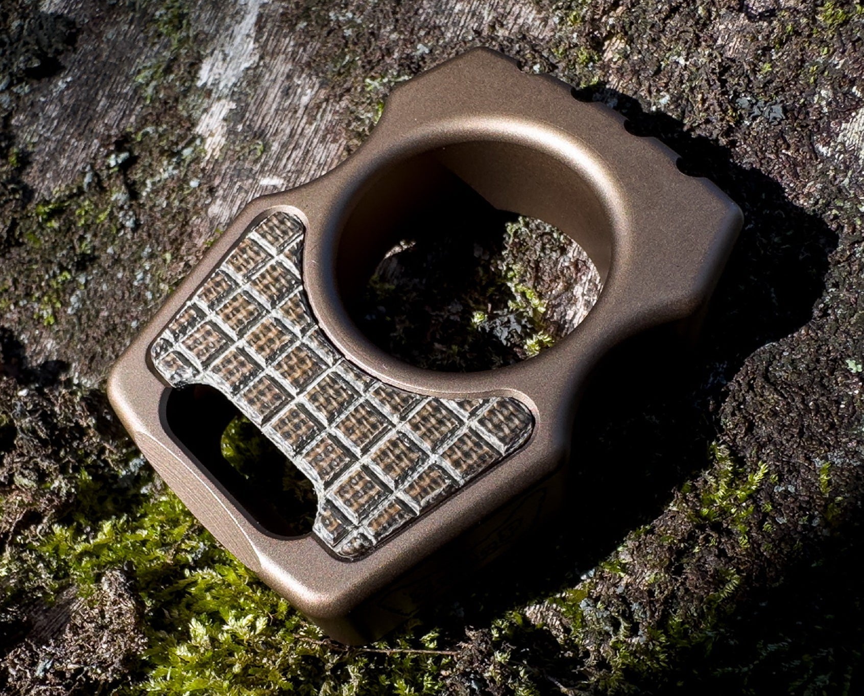 OD Green Canvas Micarta Frag Pattern Inlay for Swampy Custom Keychains