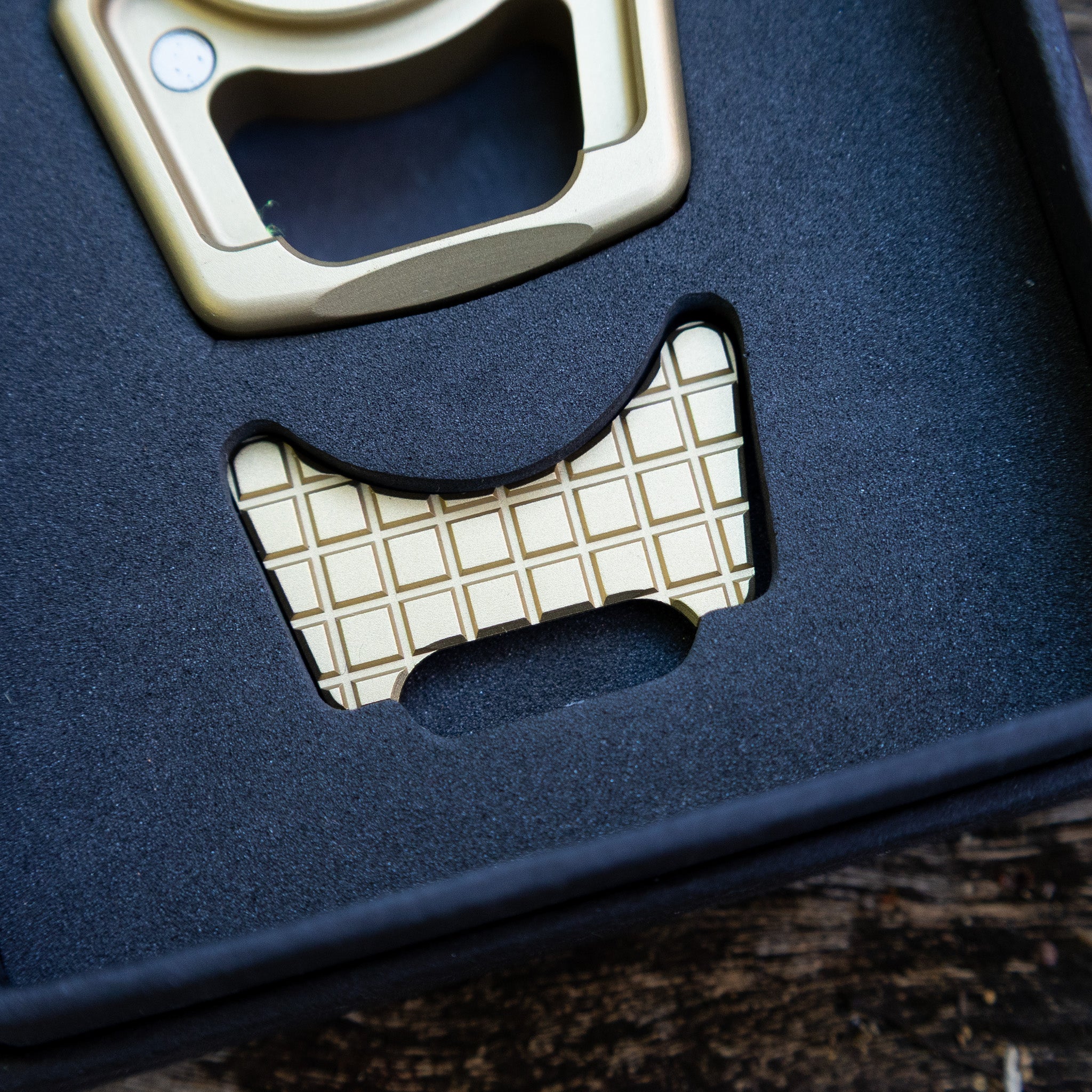 Brass Frag Pattern Inlay for Swampy Custom Keychains