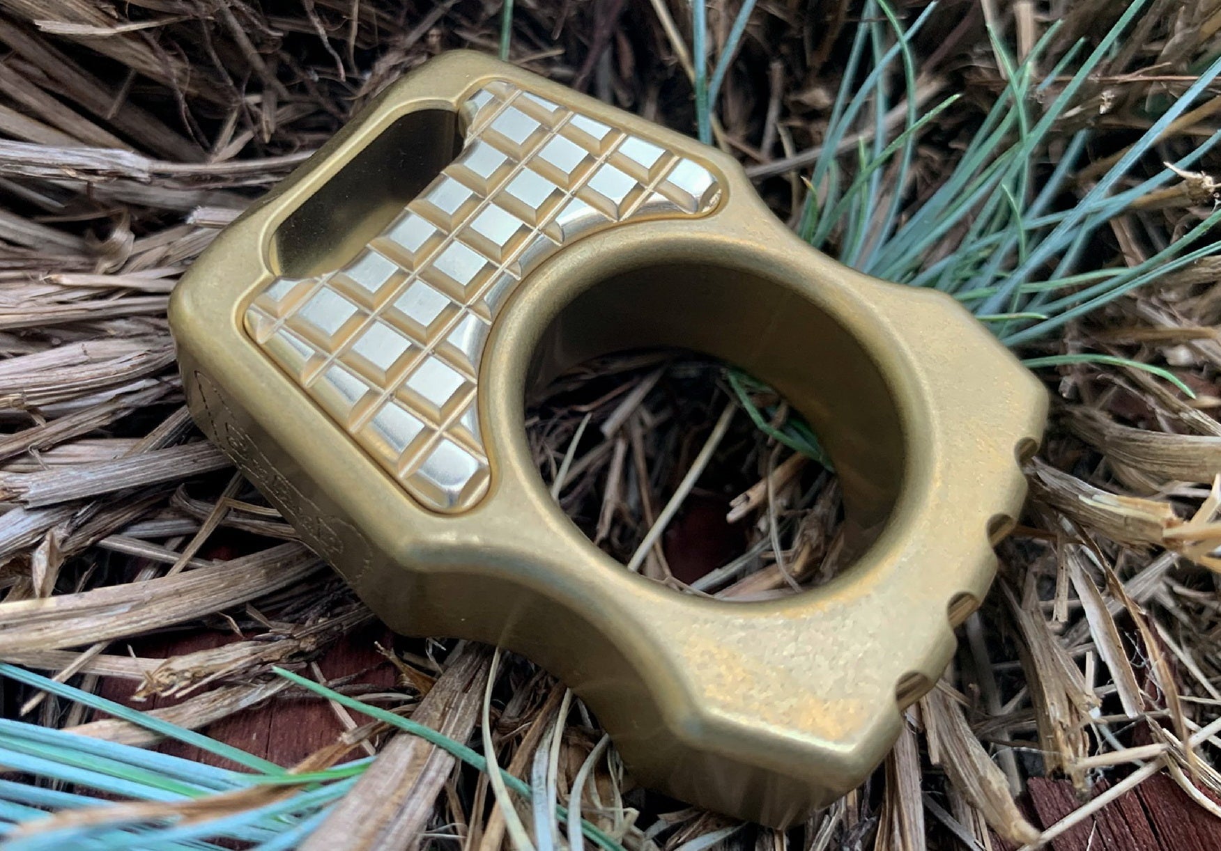 Brass Frag Pattern Inlay for Swampy Custom Keychains