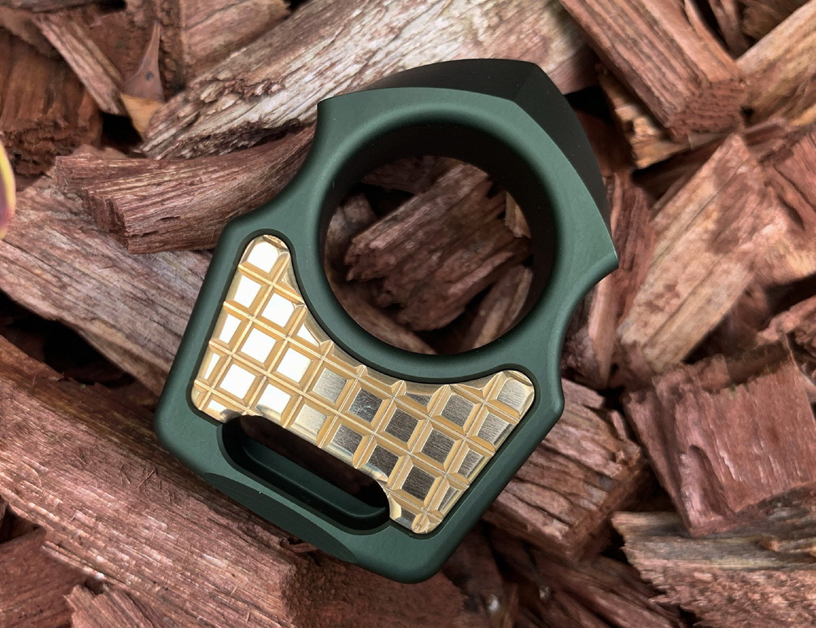 Brass Frag Pattern Inlay for Swampy Custom Keychains