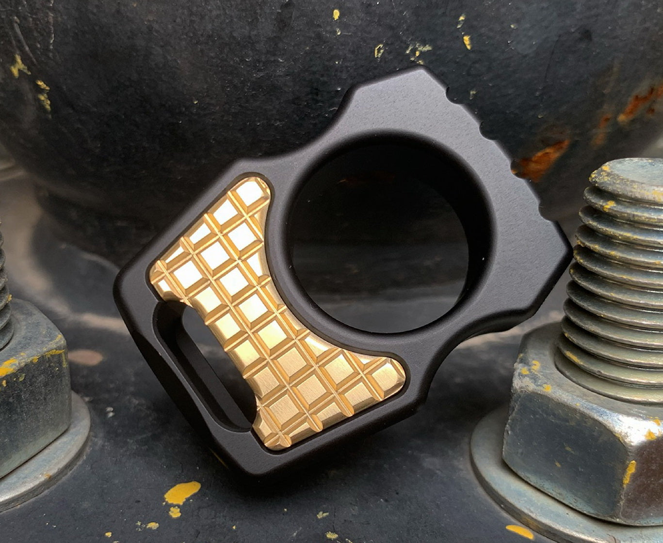 Brass Frag Pattern Inlay for Swampy Custom Keychains