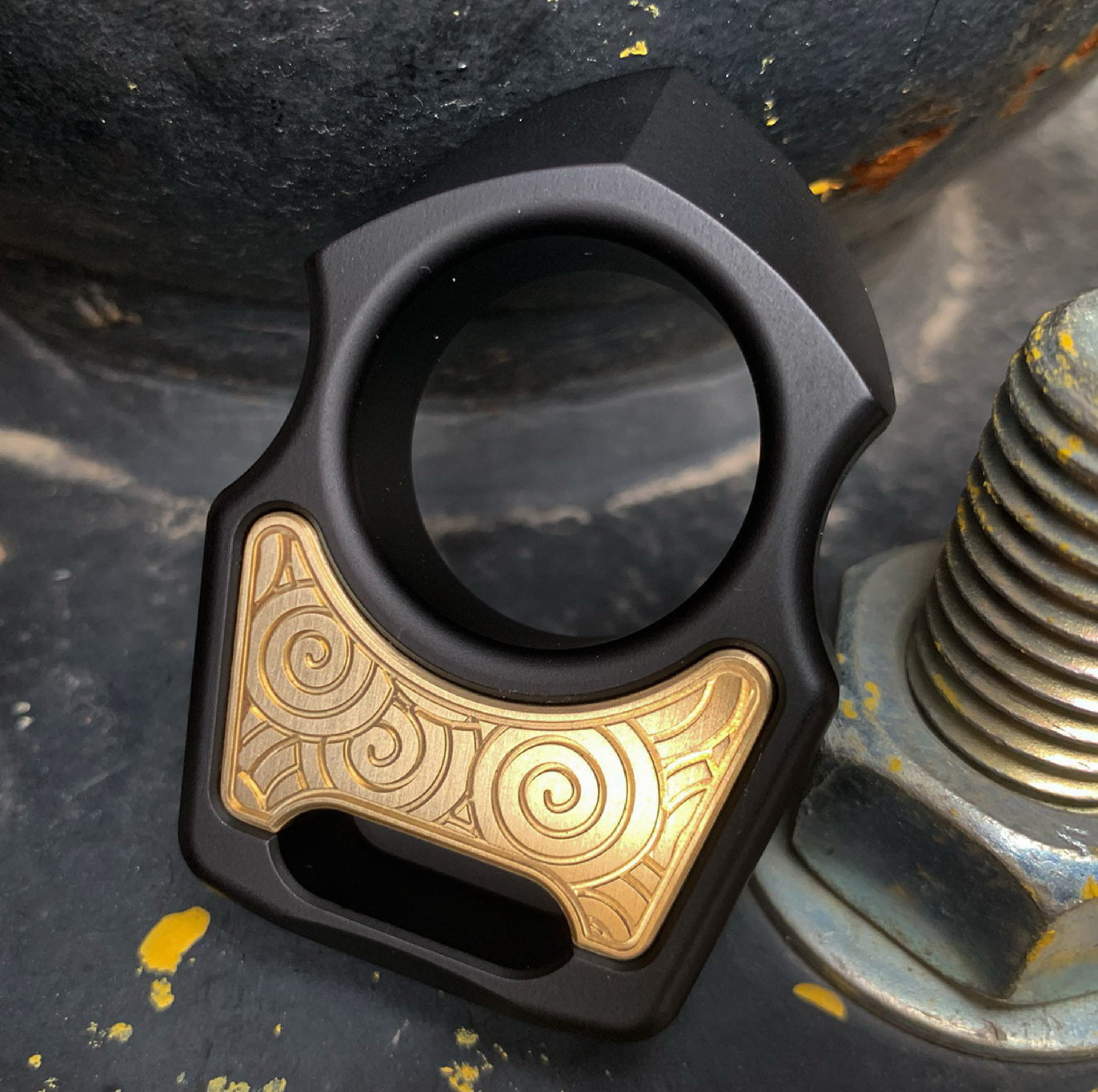 Brass Japanese Pattern Inlay for Swampy Custom Keychains