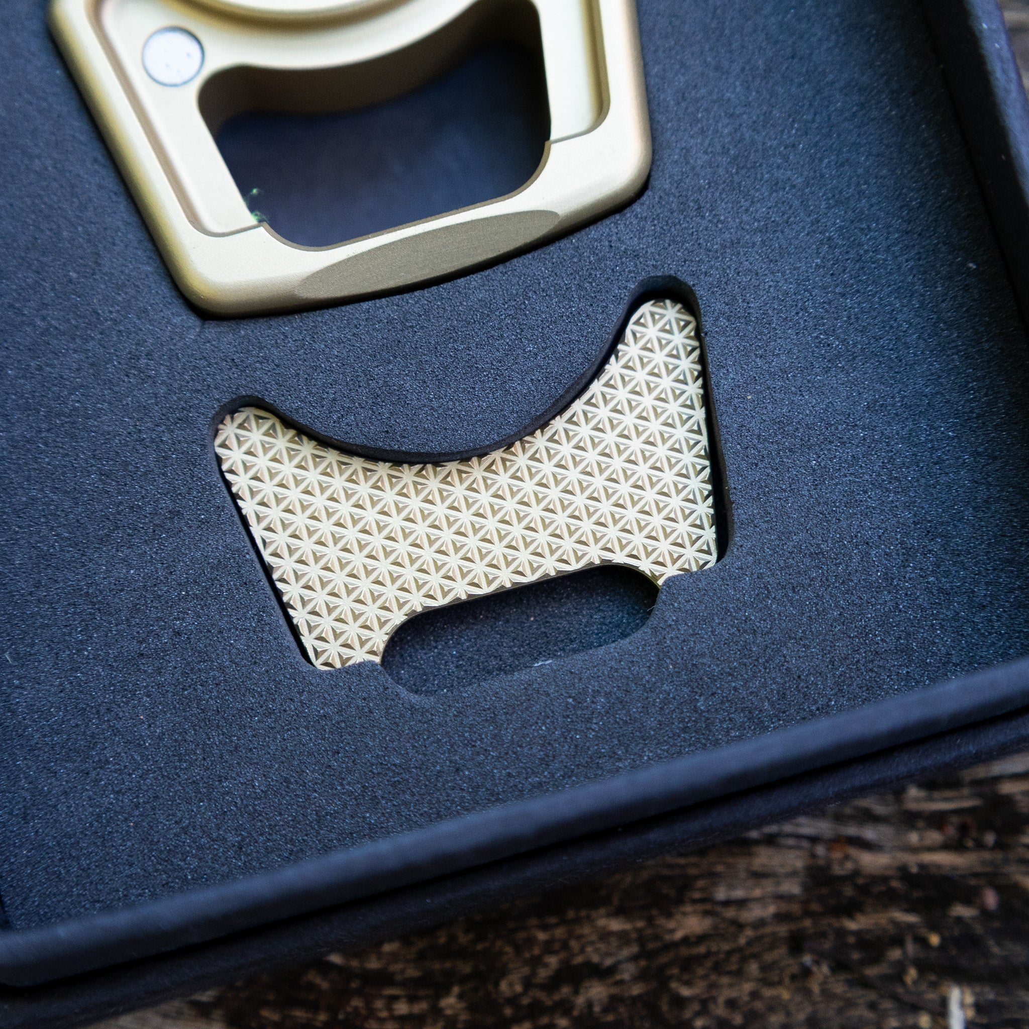 Brass Triangle Pattern Inlay for Swampy Custom Keychains