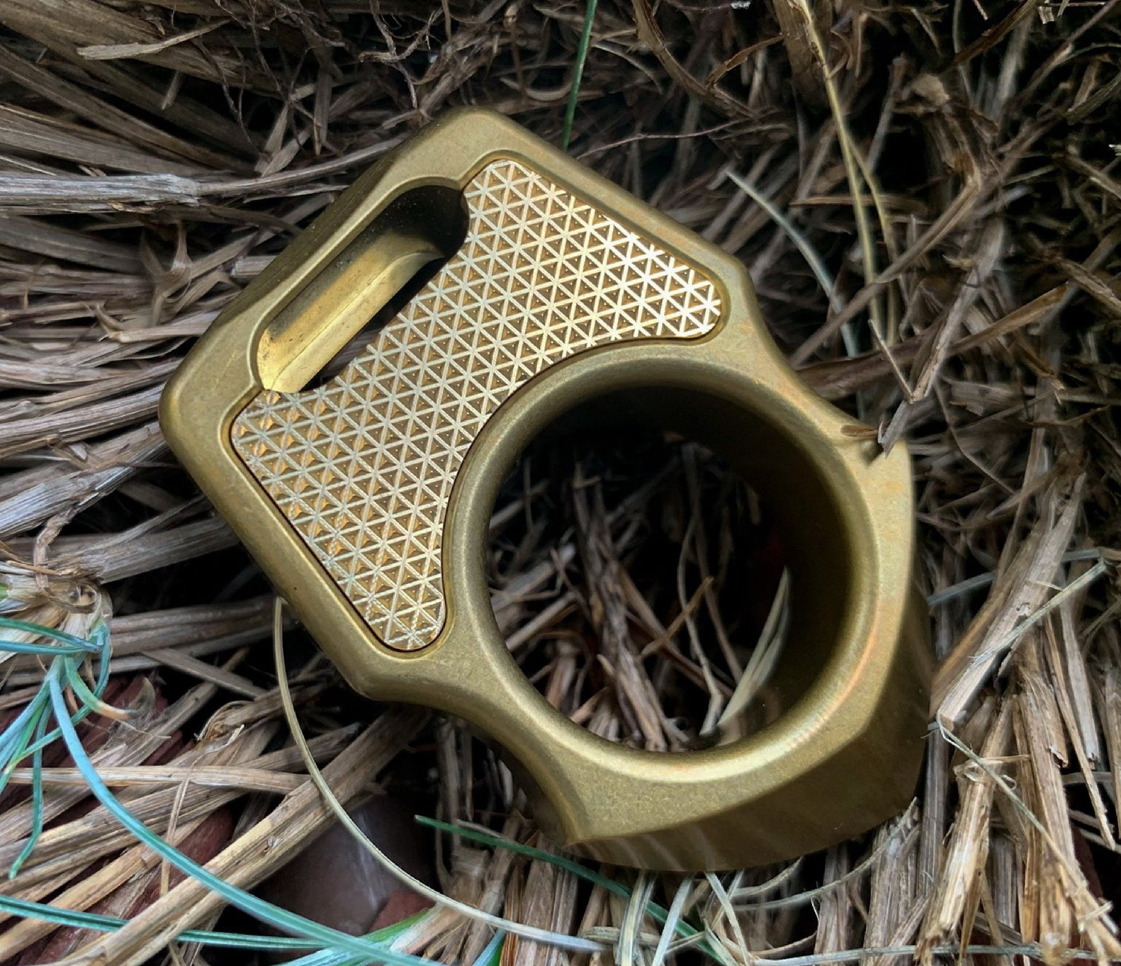 Brass Triangle Pattern Inlay for Swampy Custom Keychains