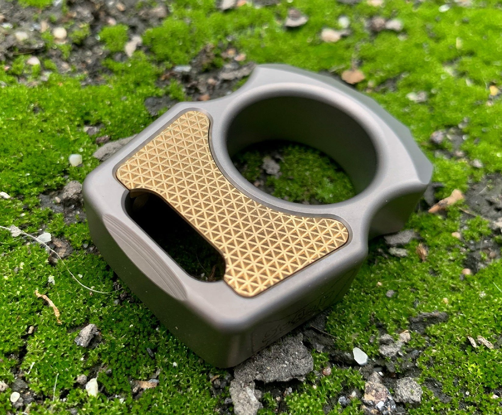 Brass Triangle Pattern Inlay for Swampy Custom Keychains