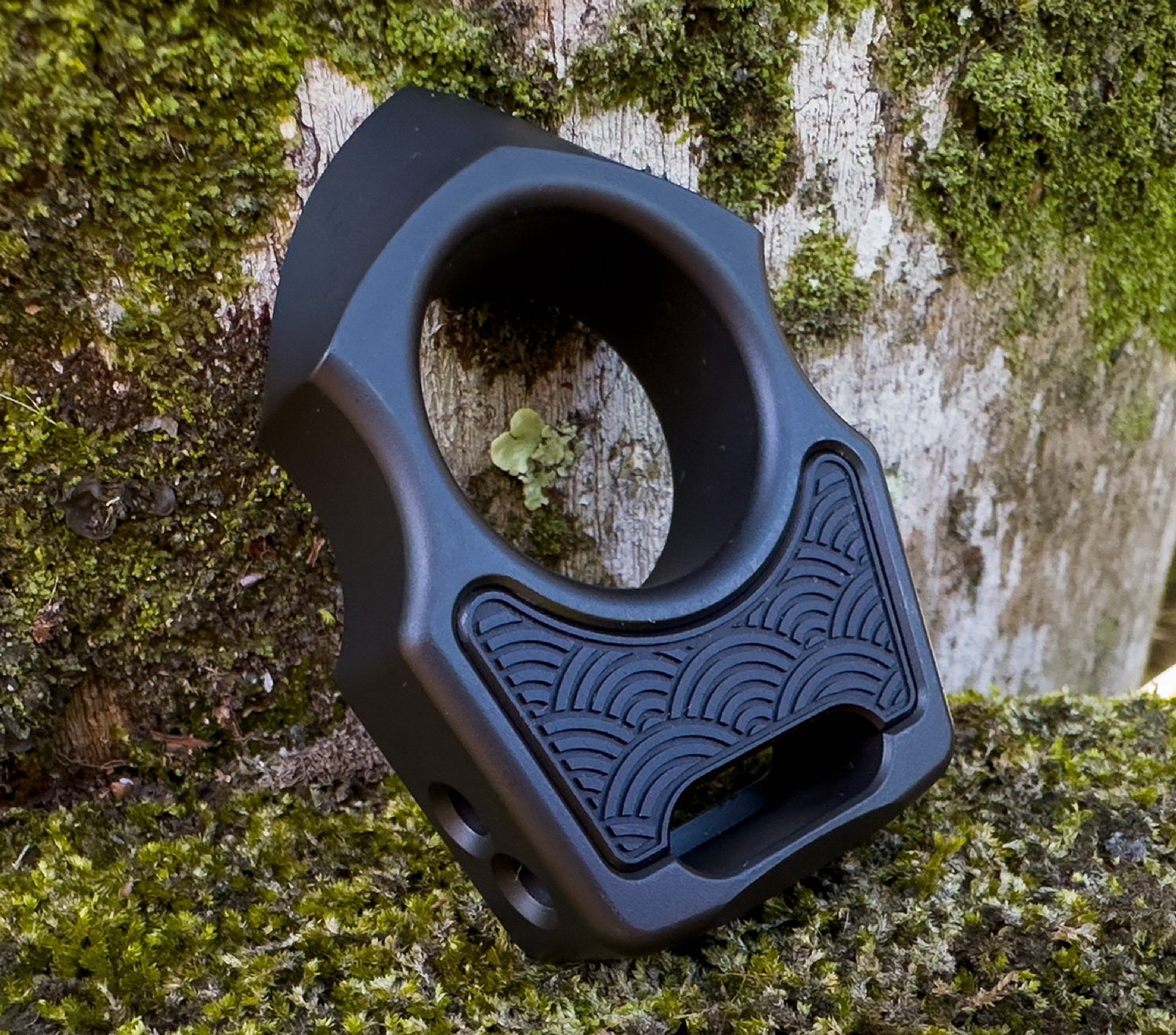 Aluminum Black Anodized Seigaiha Inlay for Swampy Custom Keychains