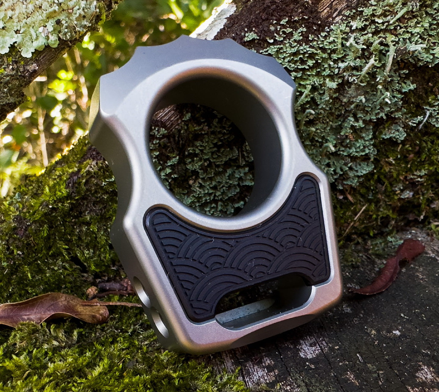 Aluminum Black Anodized Seigaiha Inlay for Swampy Custom Keychains