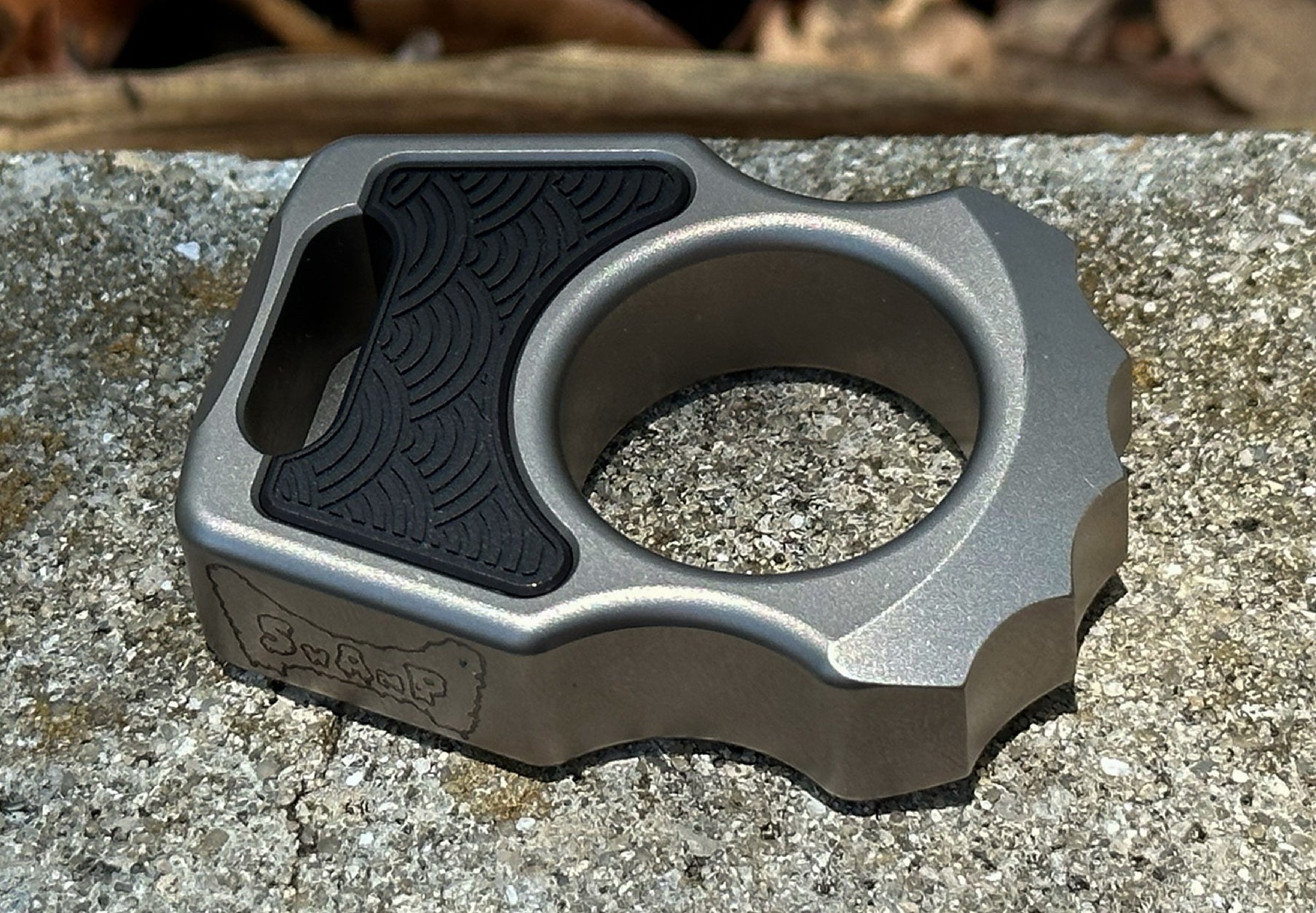 Aluminum Black Anodized Seigaiha Inlay for Swampy Custom Keychains