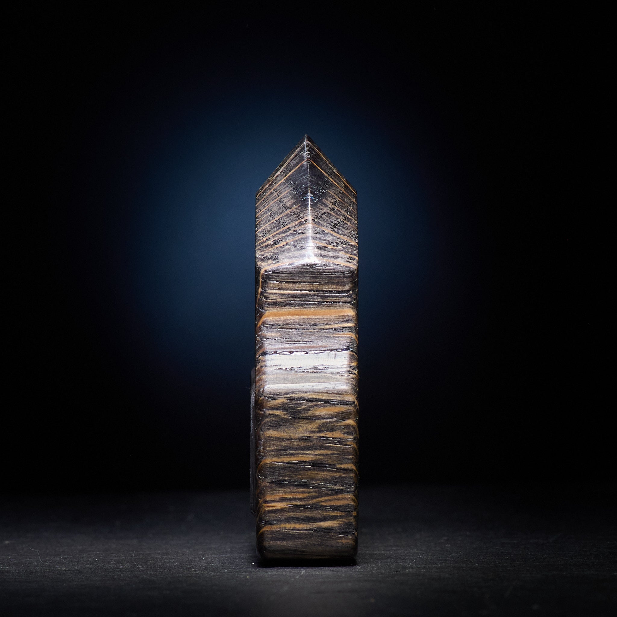 Stabilized Wood EDC Keychain – Swampy Shark with Carbon Fiber Gold Camo Inlay