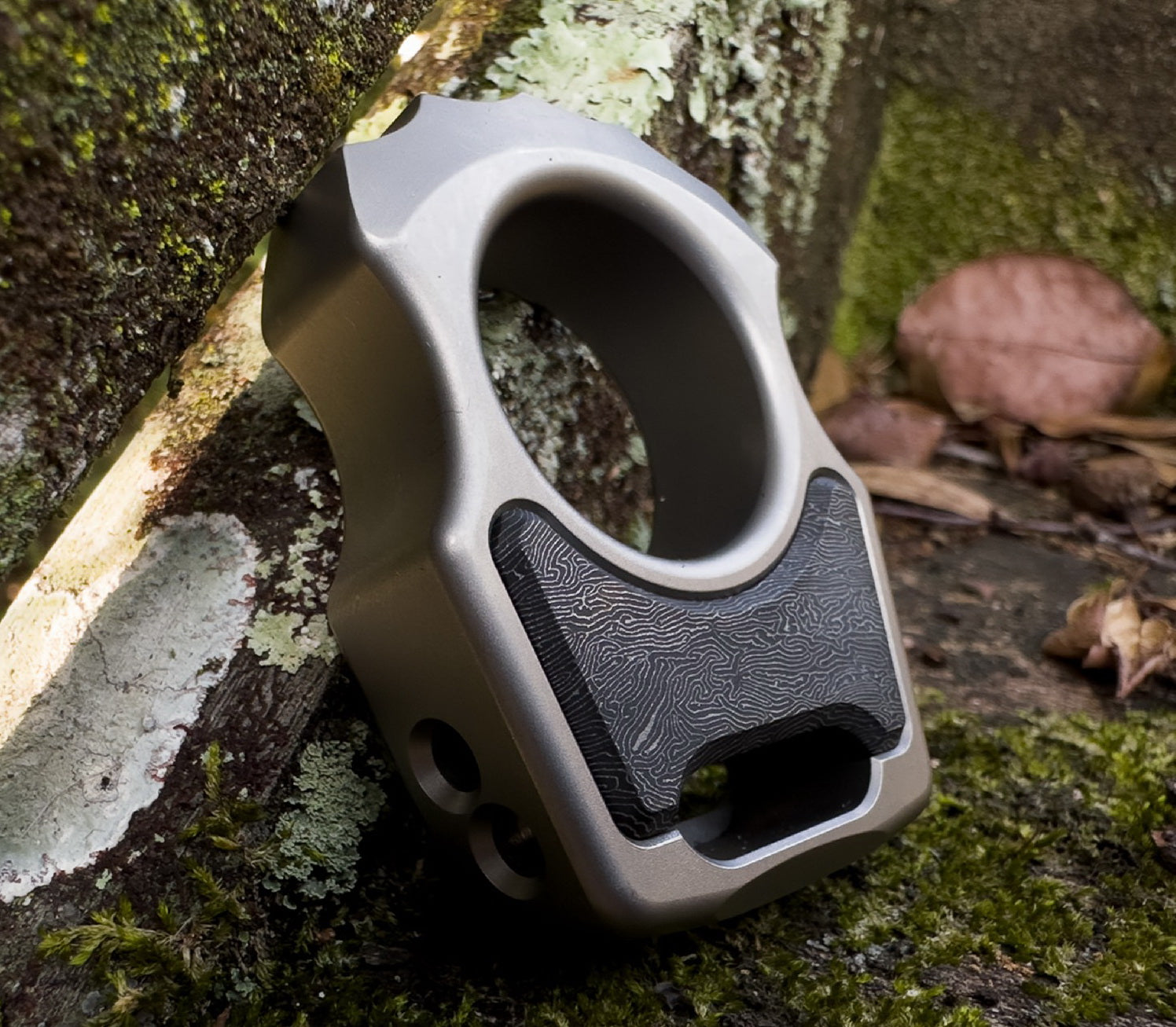 Carbon Fiber Space Coral Silver SS Inlay for Swampy Custom Keychains