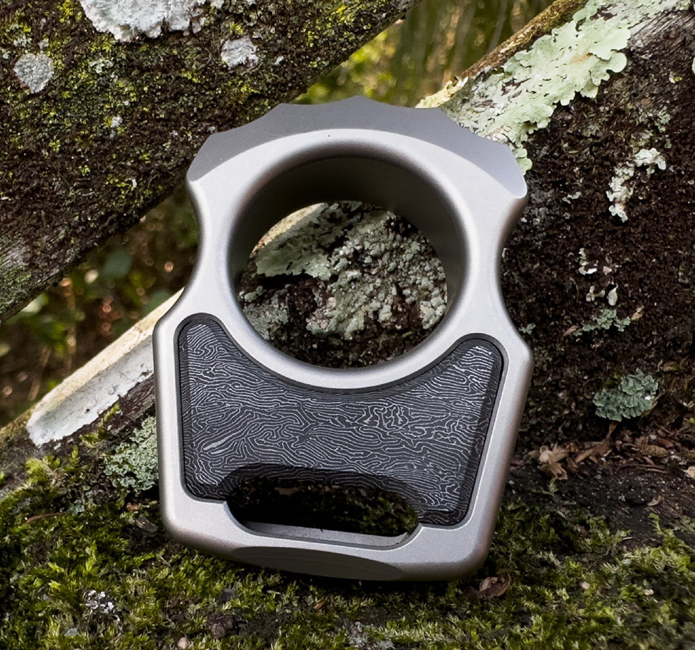 Carbon Fiber Space Coral Silver SS Inlay for Swampy Custom Keychains