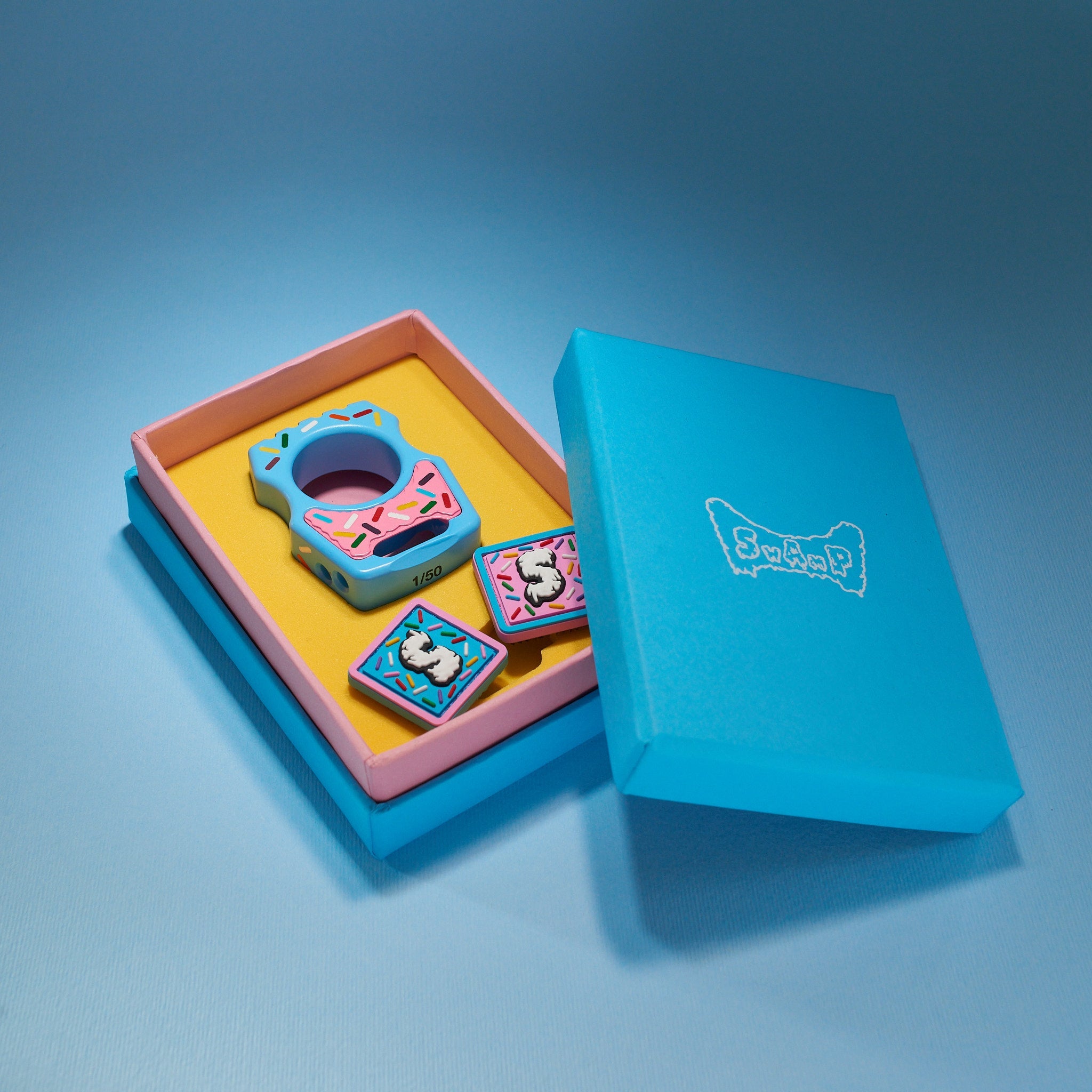 Swampy Whale Dessert Warrior Titanium Bottle Opener Keychain Cerakote Blue