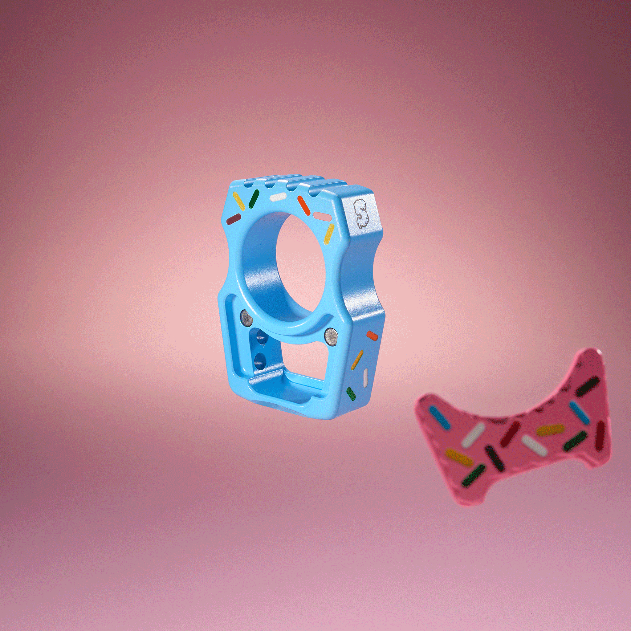 Swampy Whale Dessert Warrior Titanium Bottle Opener Keychain Cerakote Blue