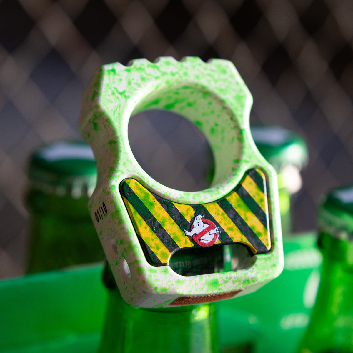 Swampy Whale Ghostbusters Mark 1 Titanium Bottle Opener Keychain Cerakote