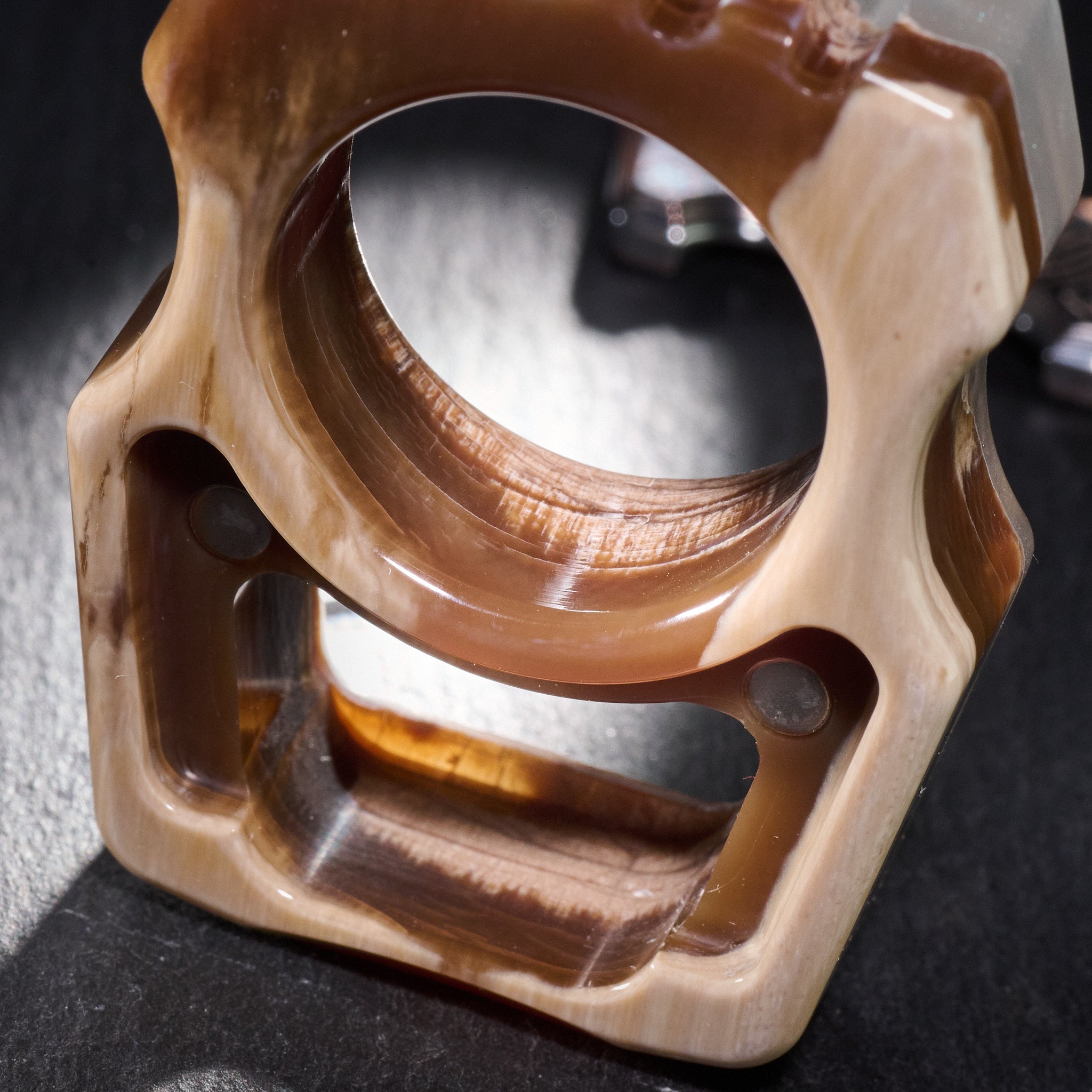 Stabilized Anancus Tusk — Swampy Whale EDC Keychain & CopperMai Damascus Raindrop Inlay