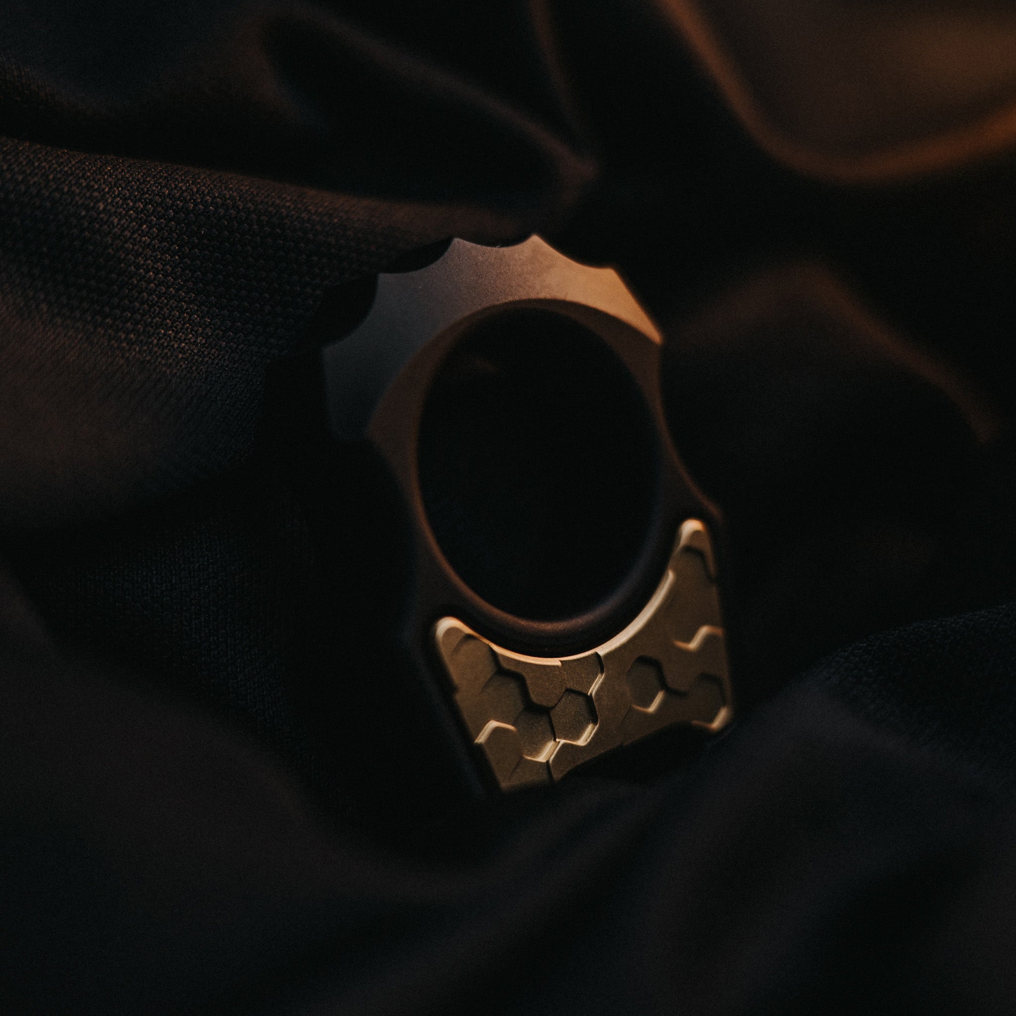 Set of Titanium EDC Keychain Swampy Alligator Cerakote Armor Black & Replaceable Brass Honeycomb Mark 2 Inlay