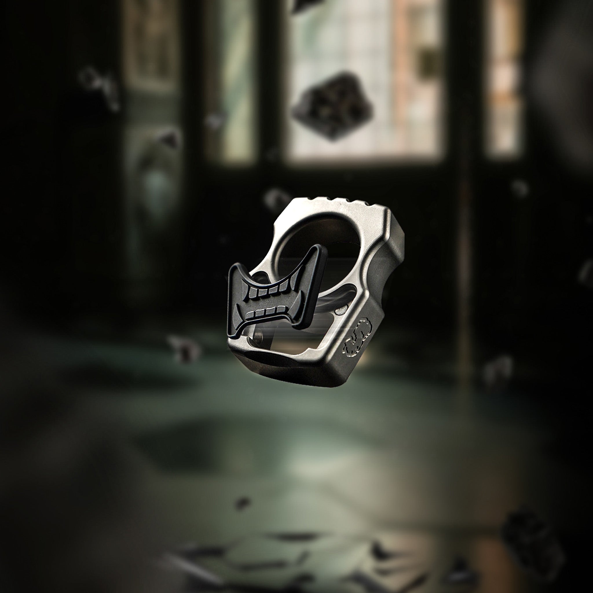 Set of Titanium Keychain Swampy Whale & Replaceable Black Aluminum Inlay Mengu Mempo