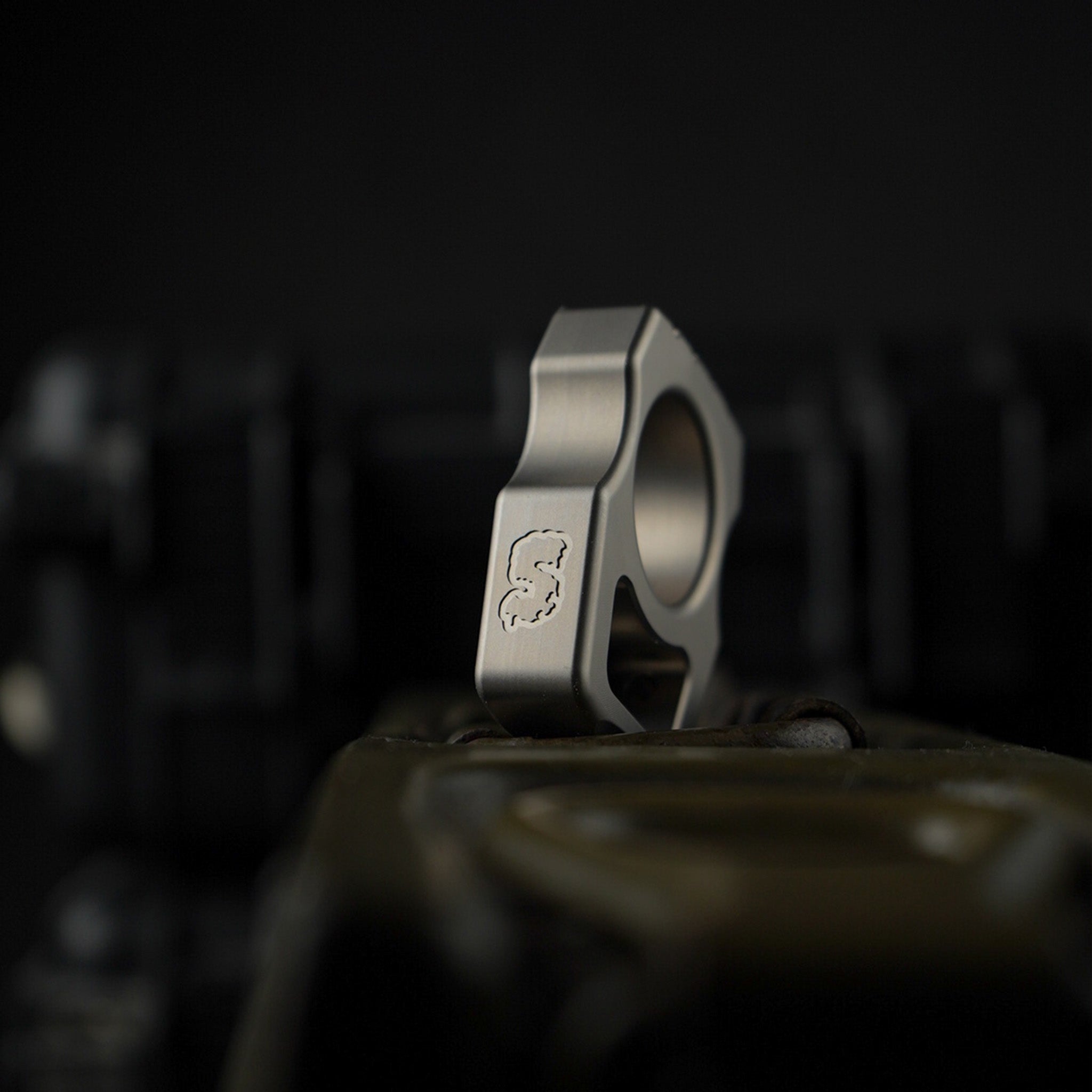 Set of Titanium Keychain Swampy Whale & Replaceable Black Aluminum Inlay Mengu Mempo